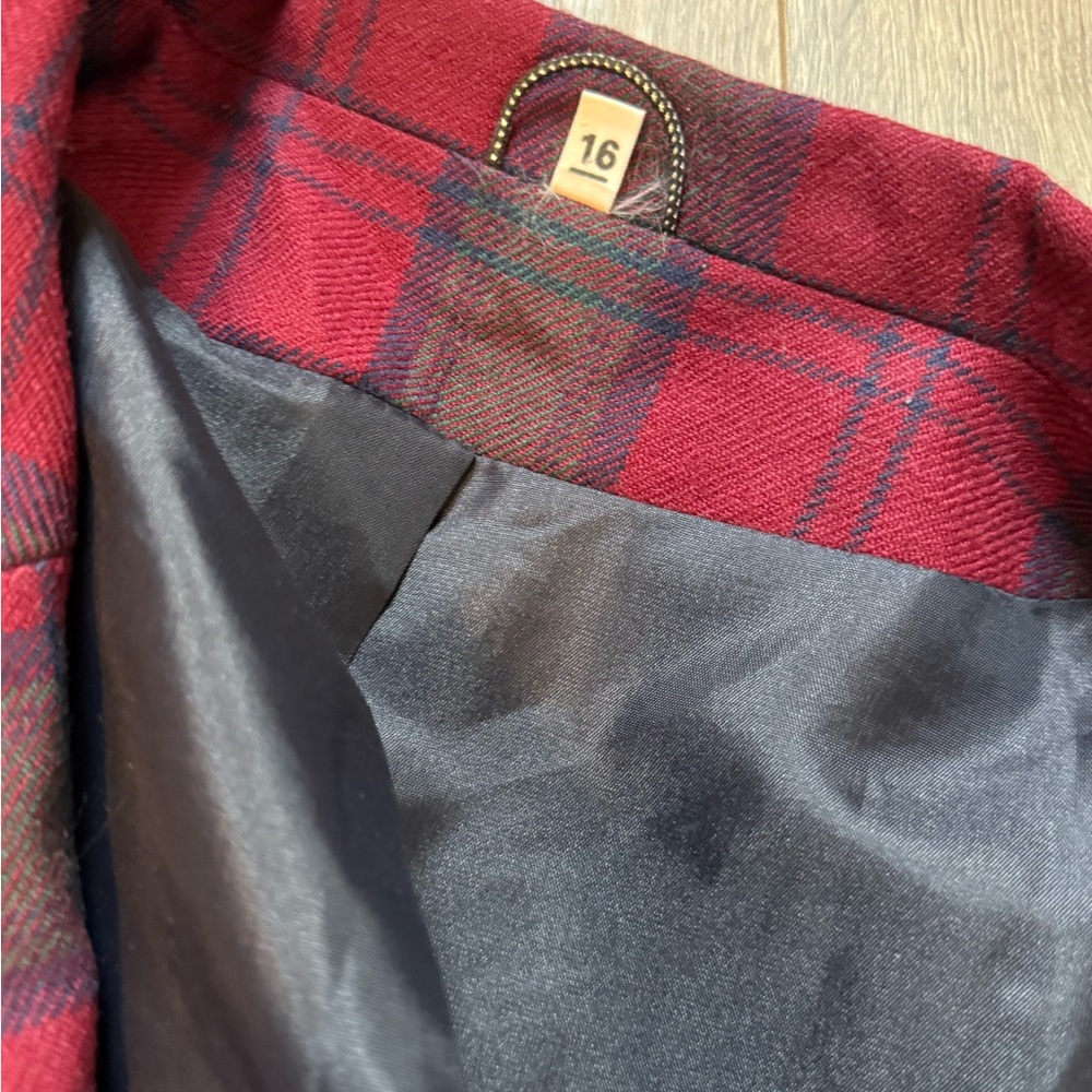 Vintage Edinburgh Plaid Double-Breasted Blazer Great Britain Sz 16 - Picture 6 of 6